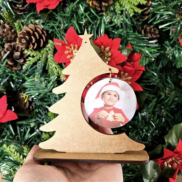 Lembrança Mini Arvore Natal com Pingente Bola 12 cm MDF
