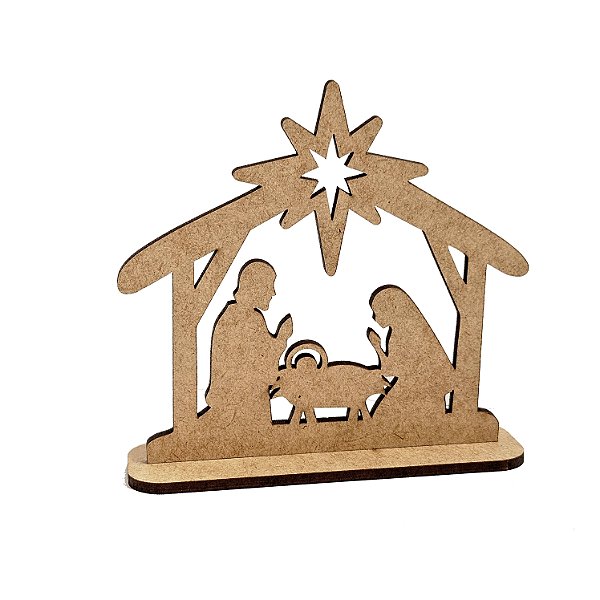Lembrança Natal Mini Presépio Manjedoura M.24 MDF 10 cm