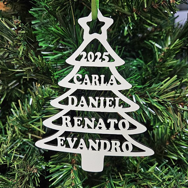 Pingente Natal Arvore Personalizada com Nomes ou Palavras 15 cm MDF