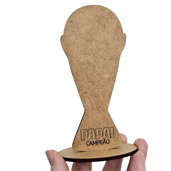 Lembrança Dia dos Pais Taça Retrato Papai Campeão MDF 12 cm foto 4 cm