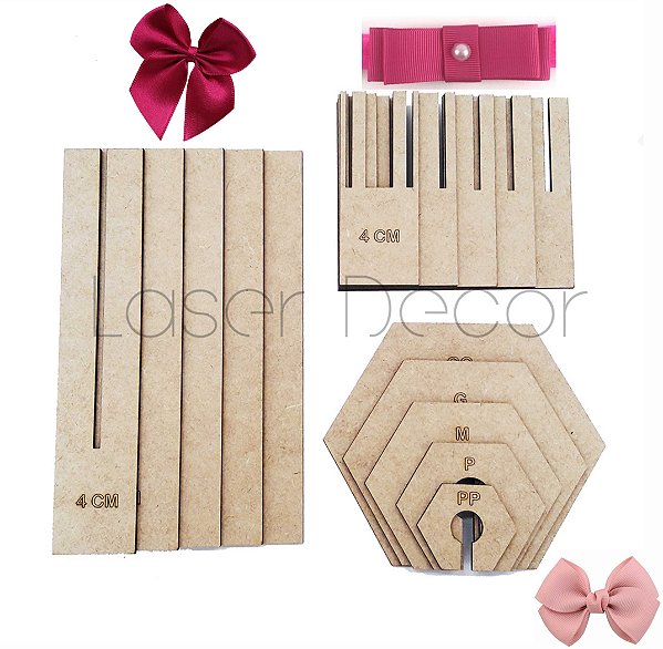 Kit 3 Gabaritos Moldes Laço Simples, Chanel E Cruzado Mdf Cru