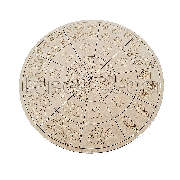 Tabuleiro Educativo Quebra Cabeça Números 20 cm MDF Cru
