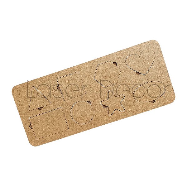 Tabuleiro Educativo Formas 33x14cm MDF Cru