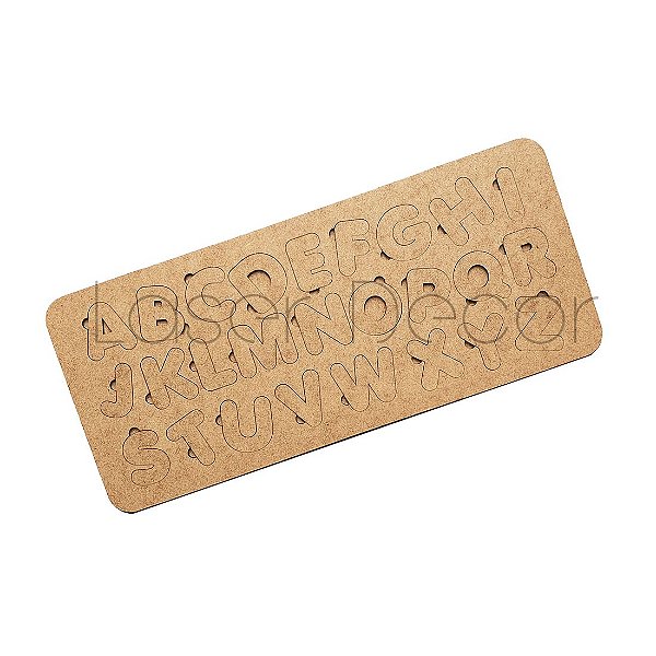 Tabuleiro Educativo Alfabeto Maiusculo 45x19 cm MDF Cru