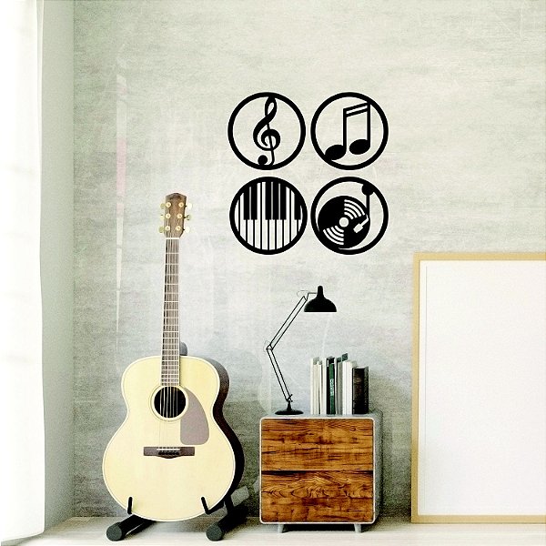 Painéis Decorativos Musical 1 20x20 cm MDF Preto 6mm