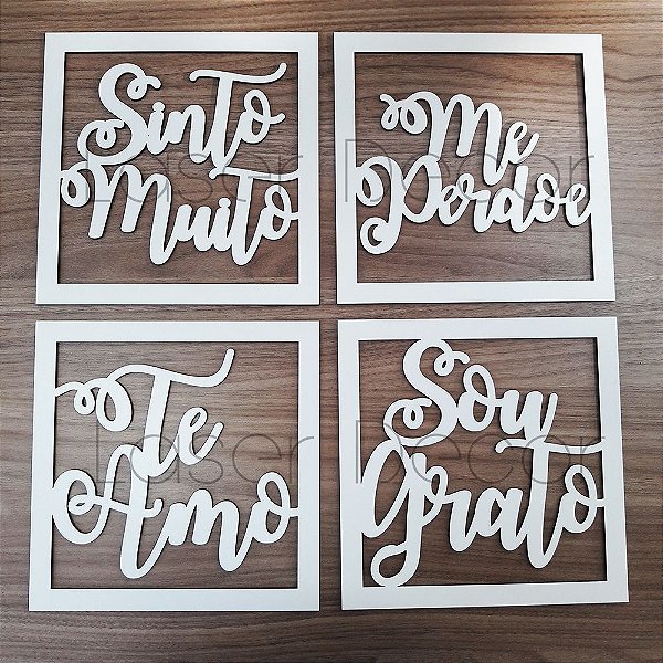Painéis Decorativos Ho'oponopono 20x20cm MDF Branco