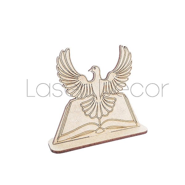Lembrancinha Cristã Pomba Divino Espírito Bíblia MDF 10 cm
