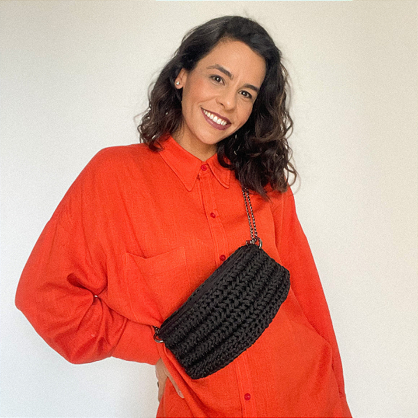 Pochete Ana Preta com alça ônix