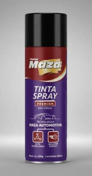 Tinta Premium Spray Preto Brilhante Maza 400ml
