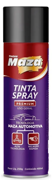 Tinta Premium Spray Preto Brilhante Maza 400ml