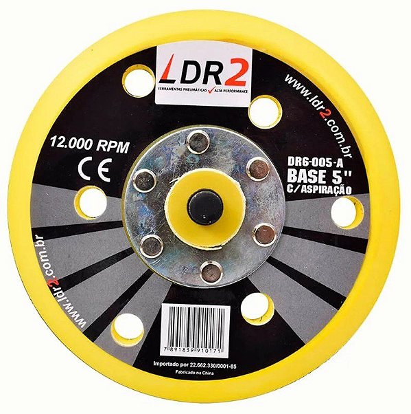 Suporte para Lixadeira Velcro 12000 Rpm Base 5 ou 6 Pol. DR6-006-A