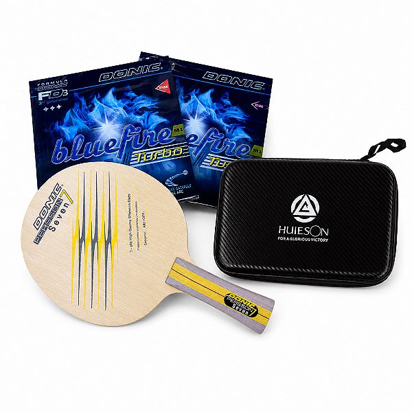 Combo 09 - Raquete Donic Persson Seven FL + Bluefire M1 turbo (montagem e capa grátis)