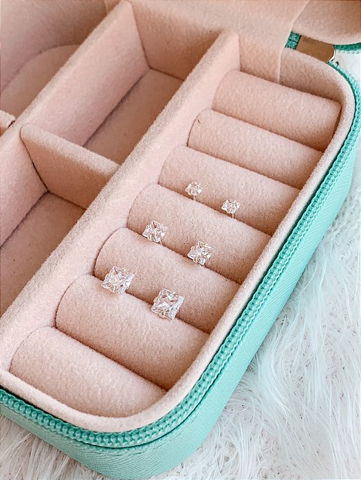 Trio de Prata Ponto de Luz Quadrado