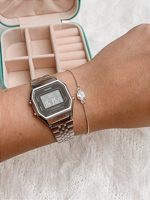 Pulseira de Prata Oval Cristal
