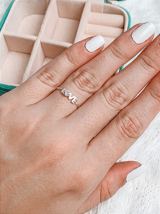 Anel de Prata Love Ponto de Luz