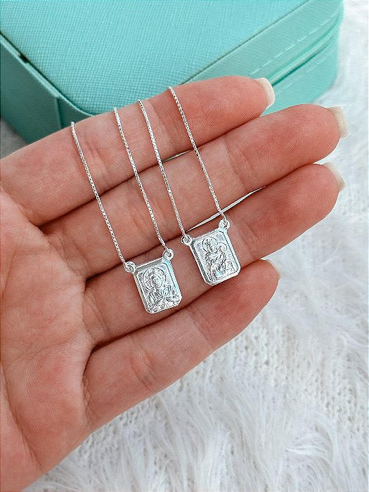 Escapulário de Prata Tradicional Médio