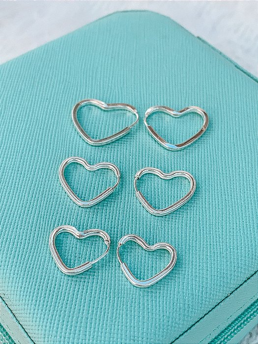 Trio de Prata Corações Lisos