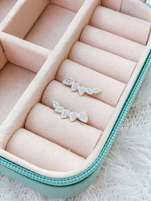 Brinco de Prata Ear Cuff Gota Cravejada