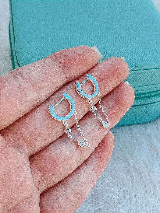 Argola de Prata Cravejada Corrente Tiffany