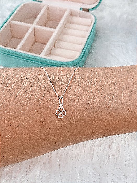 Gargantilha de Prata Mini Trevo da Sorte