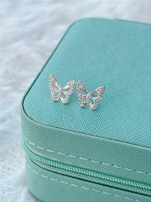 Brinco de Prata Borboleta Cravejada