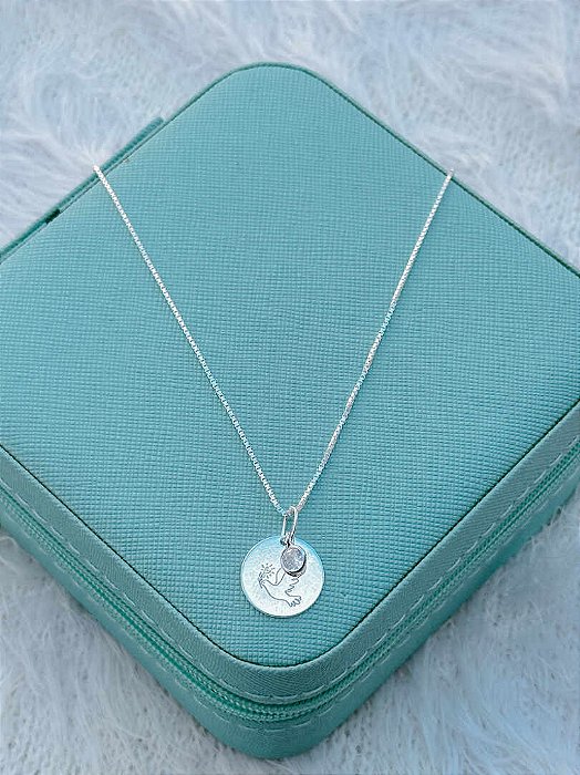 Gargantilha de Prata Divino e Zircônia