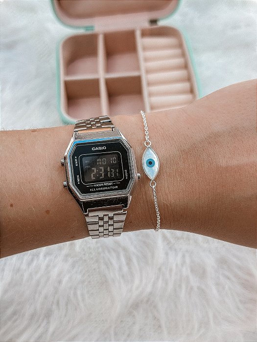 Pulseira de Prata Olho Grego Navete