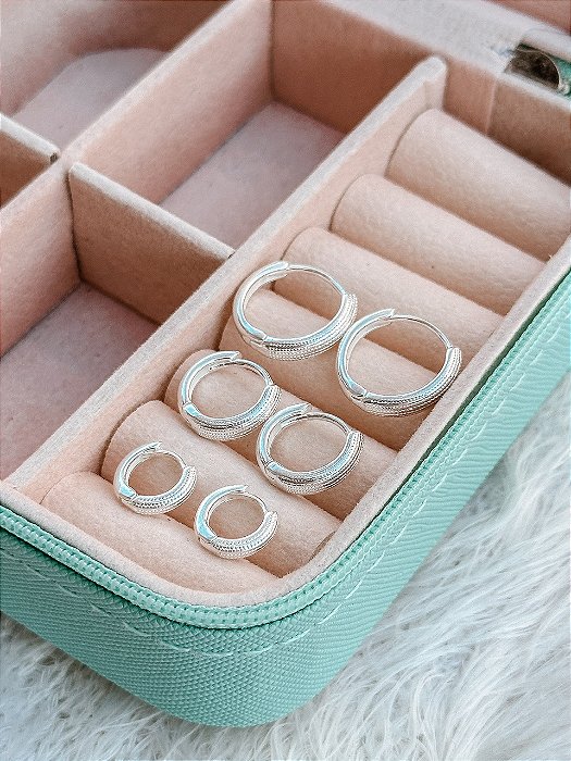 Trio de Prata Argola Texturizada