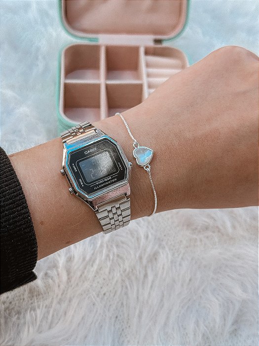 Pulseira de Prata Madrepérola Coração