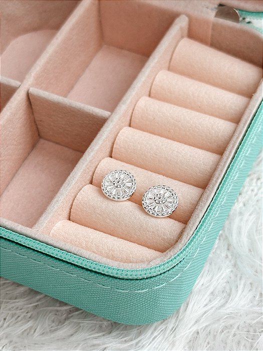 Brinco de Prata Pizza Cravejado