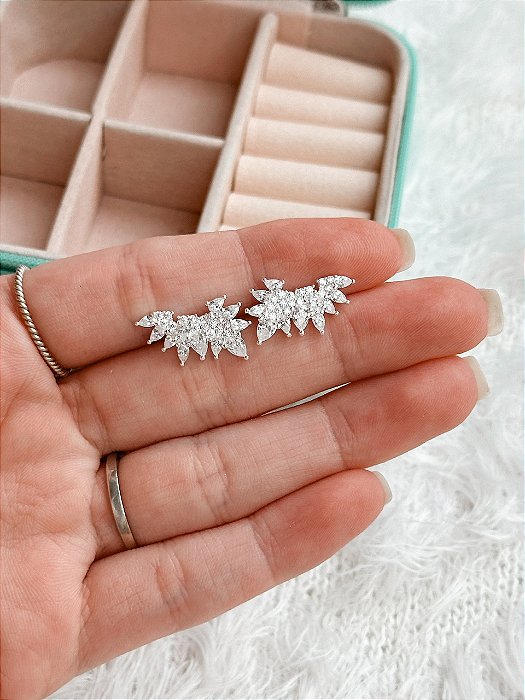 Brinco de Prata Maxi Ear Cuff Cravejado