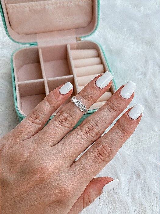 Anel de Prata Falange Trançado Regulável