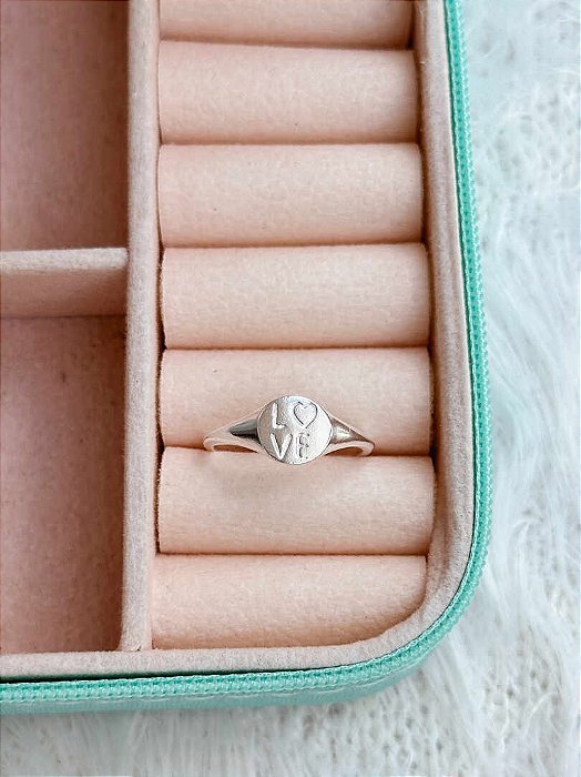 Anel de Prata Redondo Love