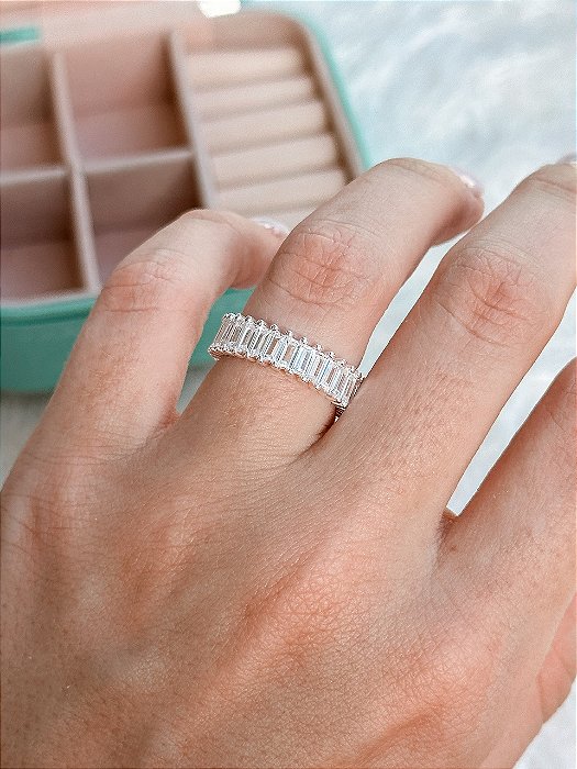 Anel de Prata Pedra Retangular