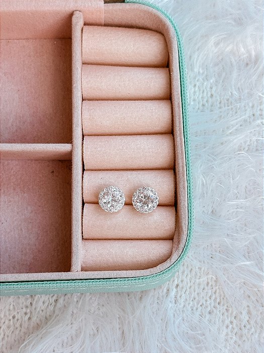 Brinco de Prata Redondo Cristal