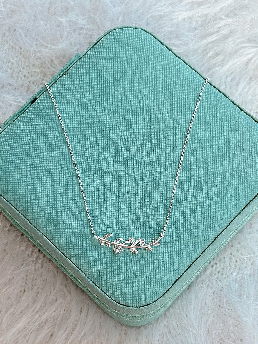 Gargantilha de Prata Luxo Ramo Cravejado