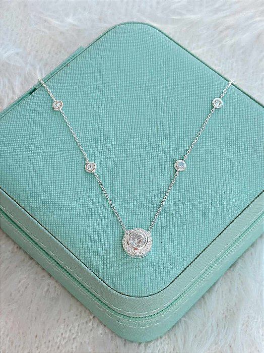 Gargantilha de Prata Redonda Tiffany