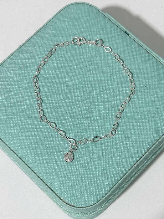 Pulseira de Prata Zircônia Redonda