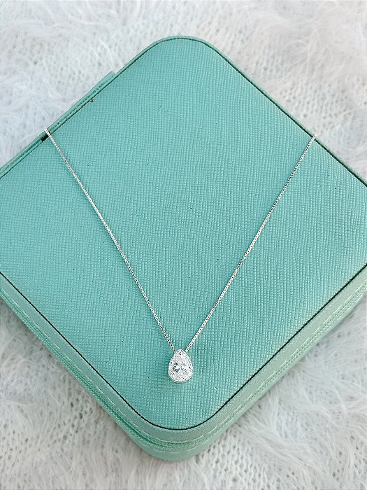 Gargantilha de Prata Gota Cravejada