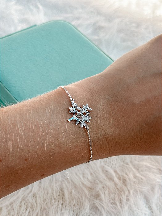 Pulseira de Prata Árvore da Vida Cravejada