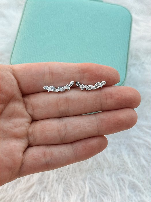 Brinco de Prata Ear Cuff Zircônia Elipse