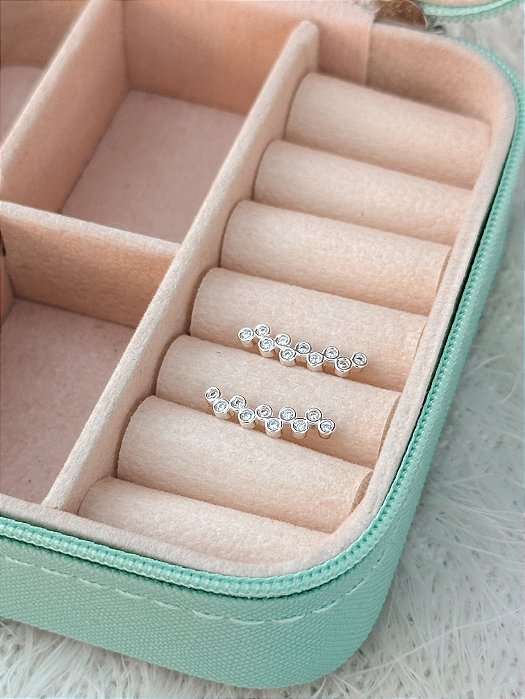 Brinco de Prata Ear Cuff Zircônia Redonda