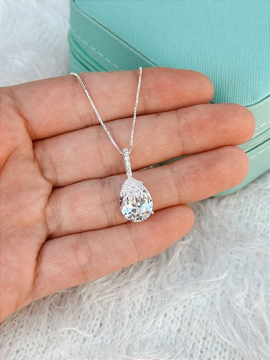 Gargantilha de Prata Maxi Gota Cravejada