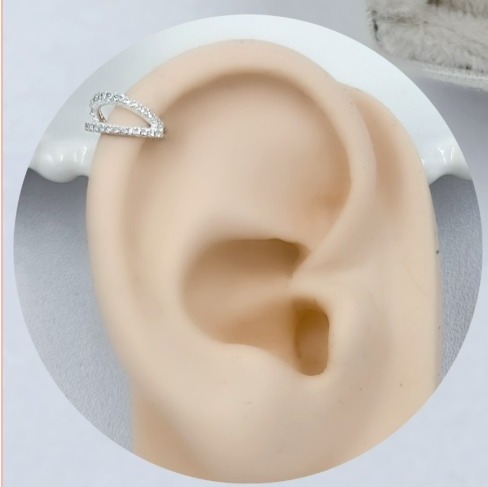 Piercing de Prata Argola Dupla Cravejada