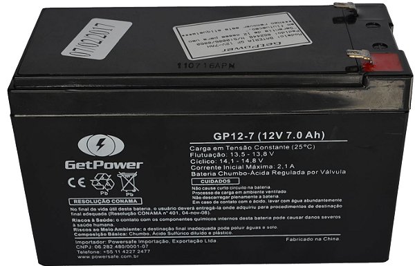 Bateria VRLA 12V 7Ah para Pulverizadores Potenciômetro e Hidráulico Jetbras