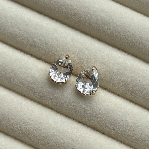 Brinco Luxe – Gota em Topázio Branco no Ouro 18K