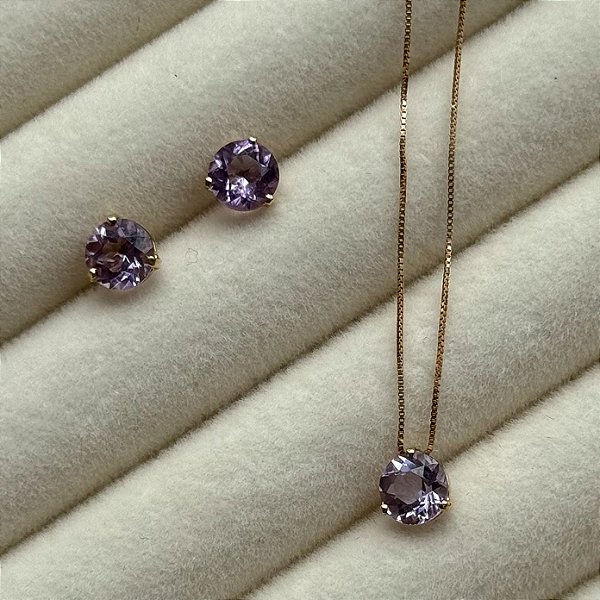 Conjunto Ametista Essence em Ouro 18K