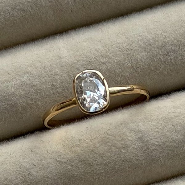 Anel de Noivado Ouro 18k Cushion