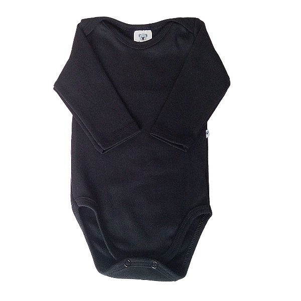 body preto para bebê manga longa em algodão Babyhugs - Babyhugs