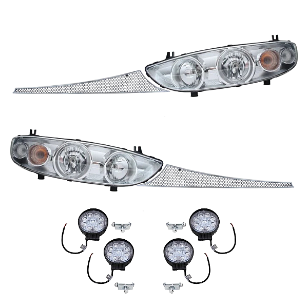 Kit Farol + Grade Para Marcopolo G6 Gvi 2000 2011 fase 2
